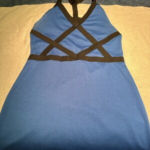 Nicki Minaj Elegant Blue and Black Backless Dress